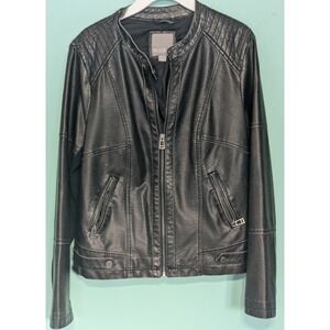 Falls Creek Faux Leather Zip Up Women's Jacket Size Large